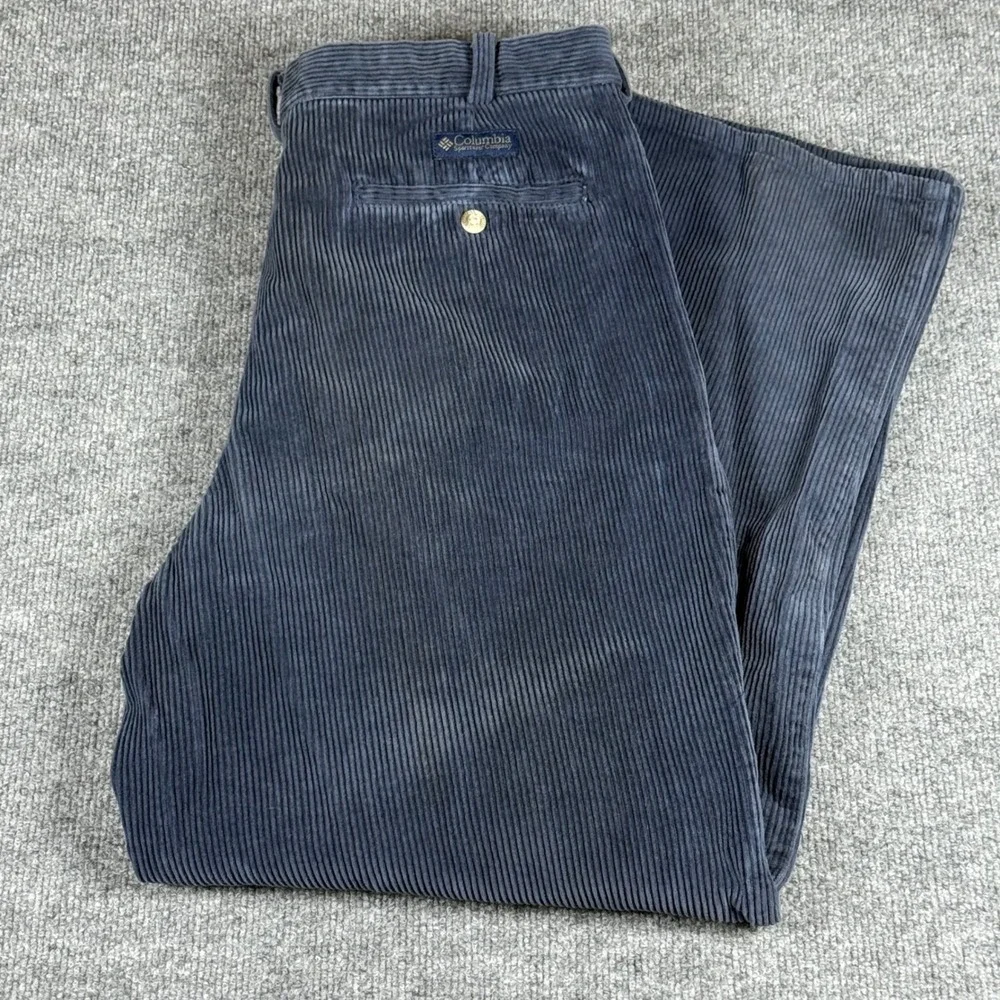 Vintage 90s Y2K Mens Corduroy Pants Pleated Blue 36x32 Relaxed Fit Workwear Fall